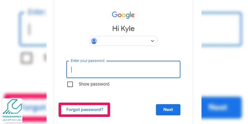 بازیابی رمز جیمیل با کمک گزینه Forget Password